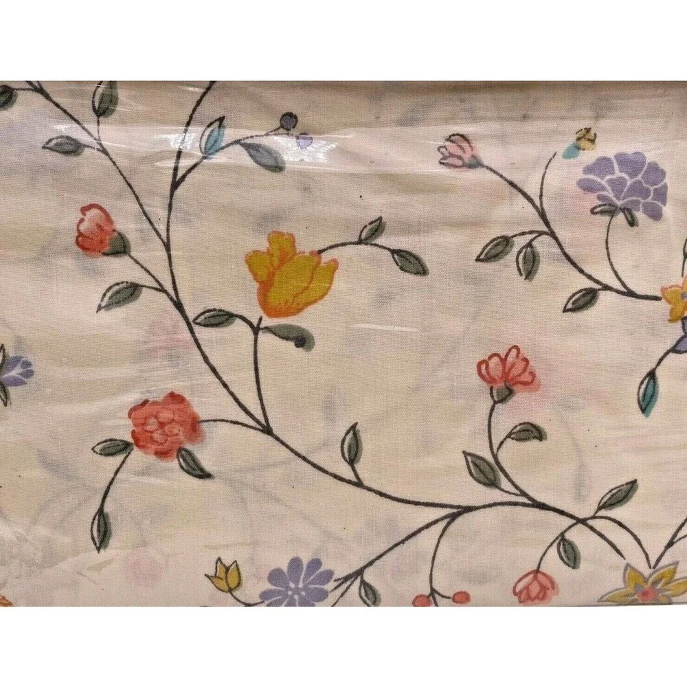 Vintage Montgomery Ward Twin Flat Sheet Floral Amanda West Point Pepperell 1980s